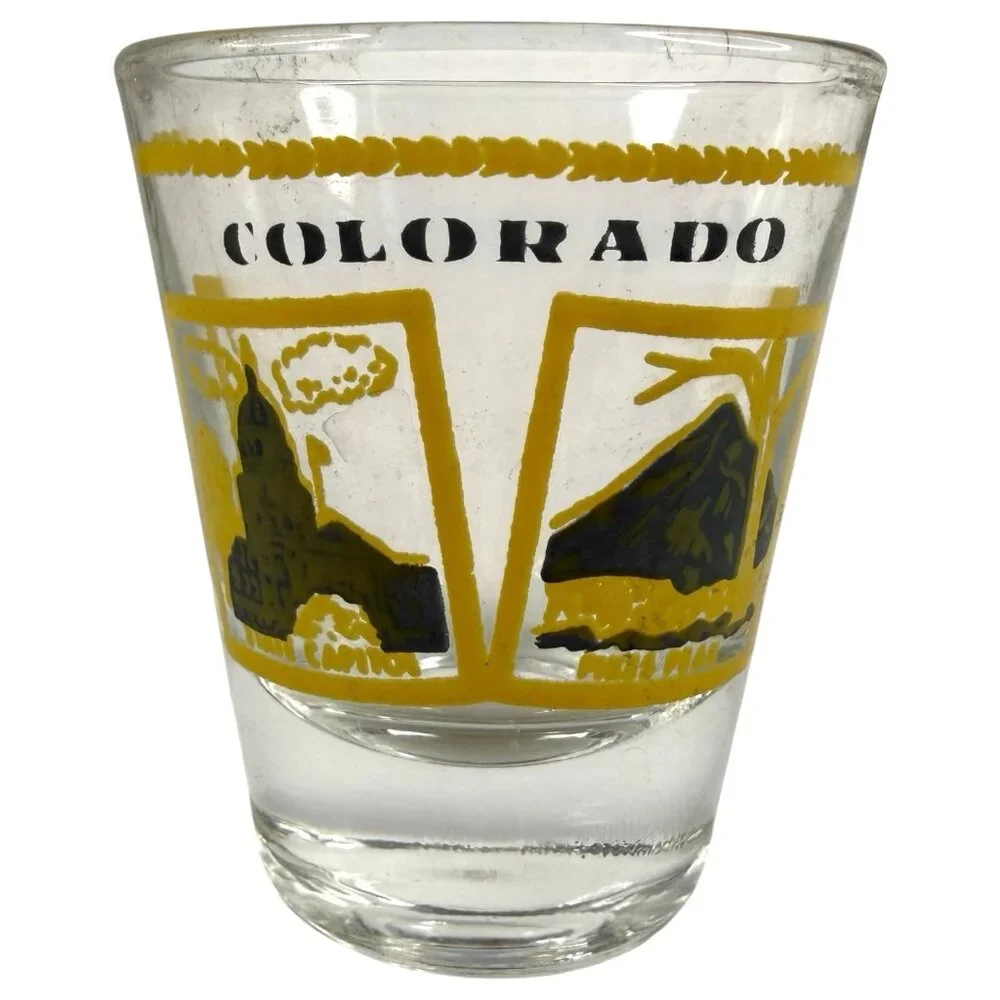 5 VTG Shot Glasses State Theme New Hampshire Washington Colorado‎ Oregon Wyoming
